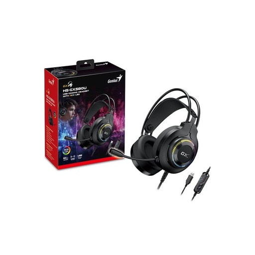 [31710028400] HEADSETS GENIUS HS-GX580U GAMING USB NEGRO CON RGB LED
