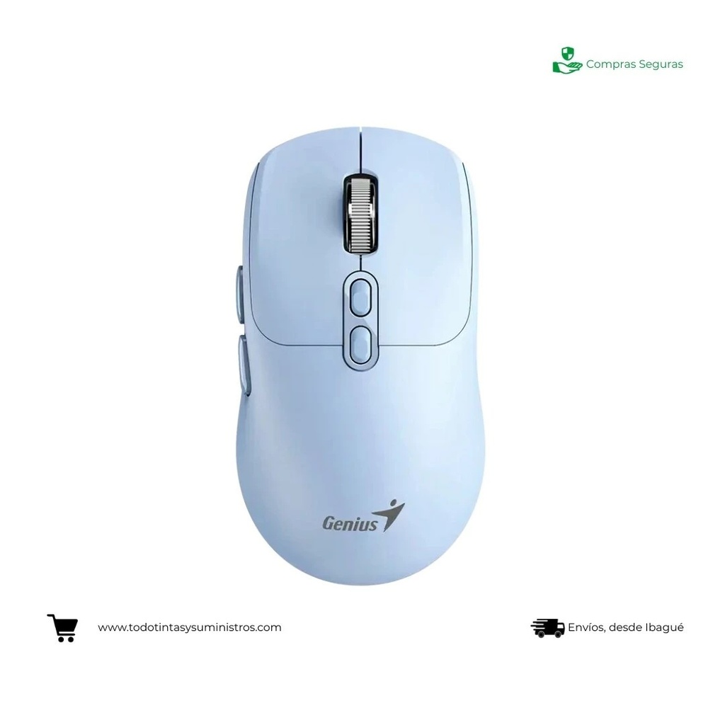 MOUSE GENIUS/NX-8080S WIRELESS Y BT AZUL/AI COPILOT /7 BOTONES /1600 DPI /PILA AA /WIN MAC CHROM