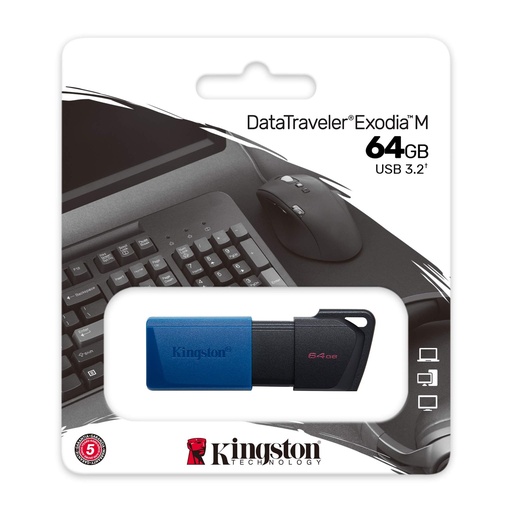 [FMEKINDTXM64GBK] FLASH MEMORY KINGSTON DATA TRAVELER EXODIA M 64GB USB 3.2 BLACK-BLUE