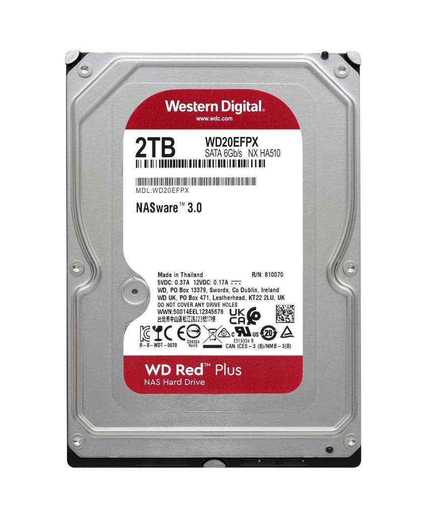 [HDDWDIWD20EFPX] DISCO DURO 2TB INTELLI-POWER 24-7 5400RPM CACHE-512MB SATA 6.0GB S 3.5INC. ROJO PLUS NAS 3Y