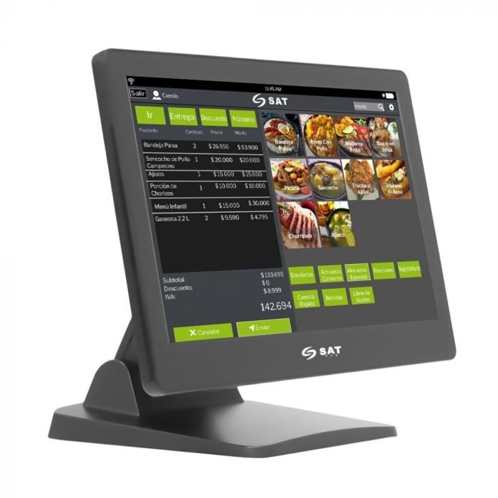 POS SYSTEM SAT AIO INTEL J4125 4GB 128GB-SSD 15.6Inch TOUCH USB - LAN Black