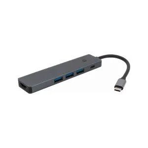 [HUBXXXAP-73USBC] HUB AP-73 5 In1 USB-C to USB-C 3xUSB-3.0 HDMI-4K SILVER