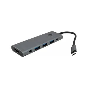 [HUBXXXAP106USBC] HUB AP-106 9 In1 USB-C to USB-C 2xUSB-2.0 USB-3.0 HDMI-4K SD AUDIO TF PD100W SILVER