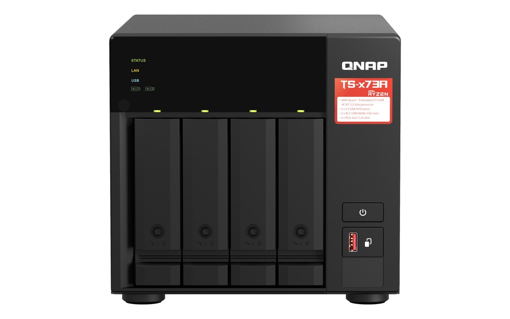 NAS QNAP TS-473A-8G-US 4BAY QC AMD Ryzen V1500B 8GB 2M.2 4x3.5Inch 4USB3.2 SATA 6Gbs Black