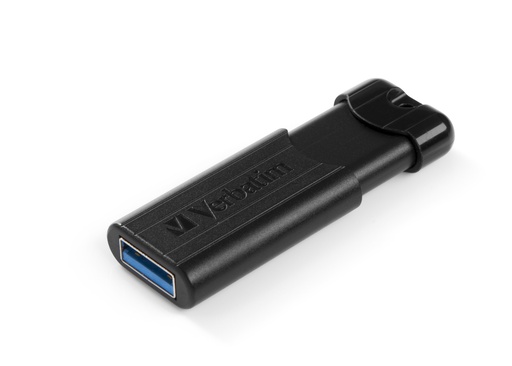 [49320] FLASHMEMORY VERBATIM 256GB PINSTRIPE NEGRO USB 3.0 /RETRACTIL /MICROBAN