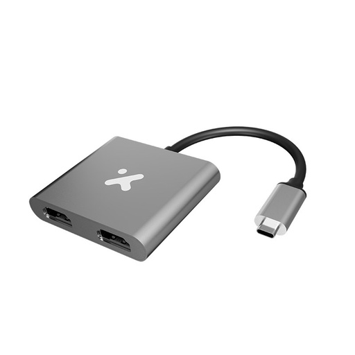 [XTC-548] Xtech - Video adapter - USB Type C - Dual HDMI - Metal silver - 4K XTC-548