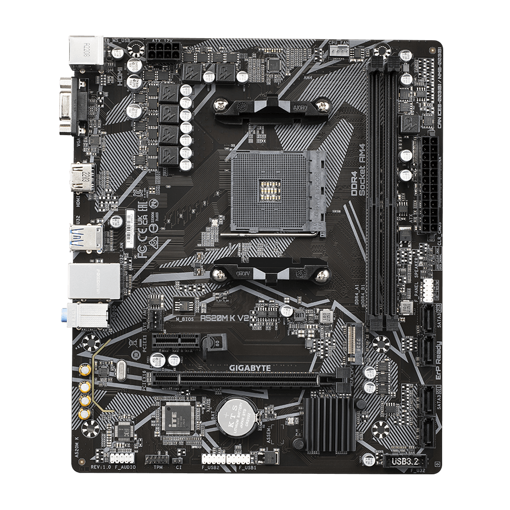 MBO GIGABYTE A520M K V2 AMD AM4 RYZEN 5000 2DDR4 D-SUB HDMI M.2 USB3.2 PCIE 3.0 MATX