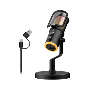 [MICGENMIC-S400U] Microfono Genius MIC-S400U Streaming USB-A USB-C RGB Black