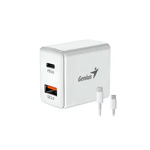 [ADAGENPD-20ACPW] CARGADOR GENIUS PD-20ACP DUAL USB 3.0 - USB-C WHITE