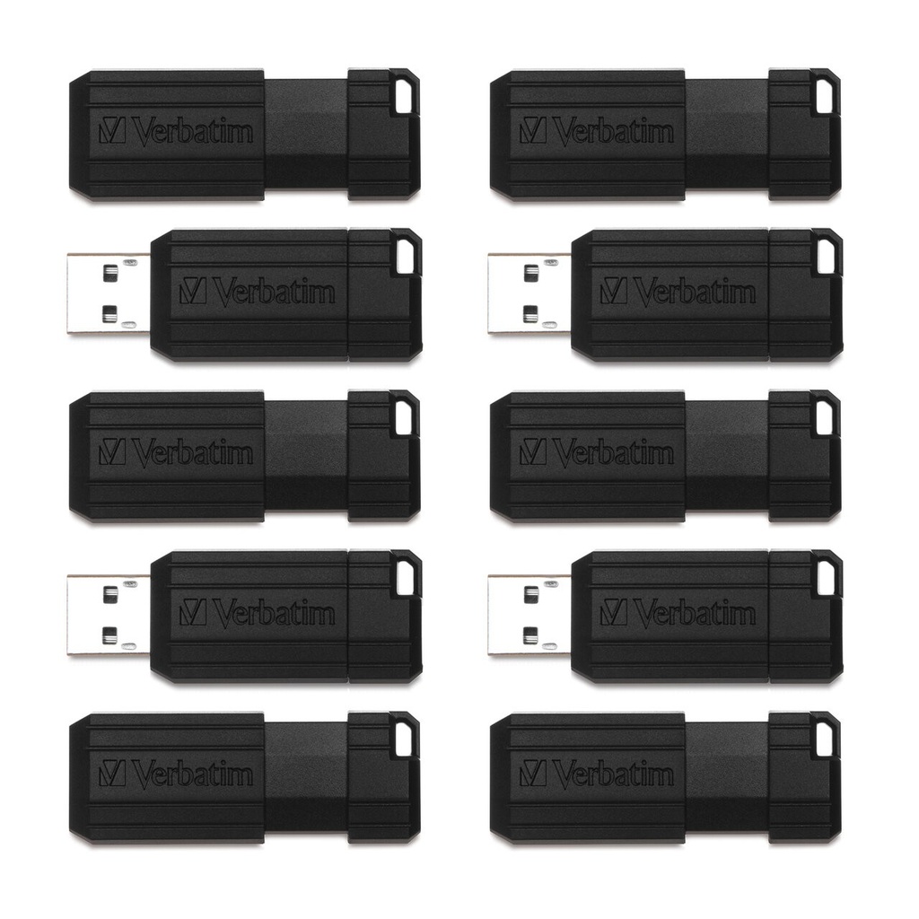 FLASHMEMORY VERBATIM/64GB PINSTRIPE NEGRO USB 2.0 /PACK DE 10 UNDS.