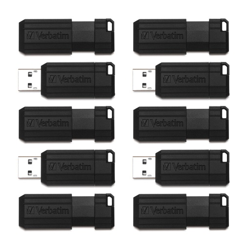 [70901] FLASHMEMORY VERBATIM/64GB PINSTRIPE NEGRO USB 2.0 /PACK DE 10 UNDS.