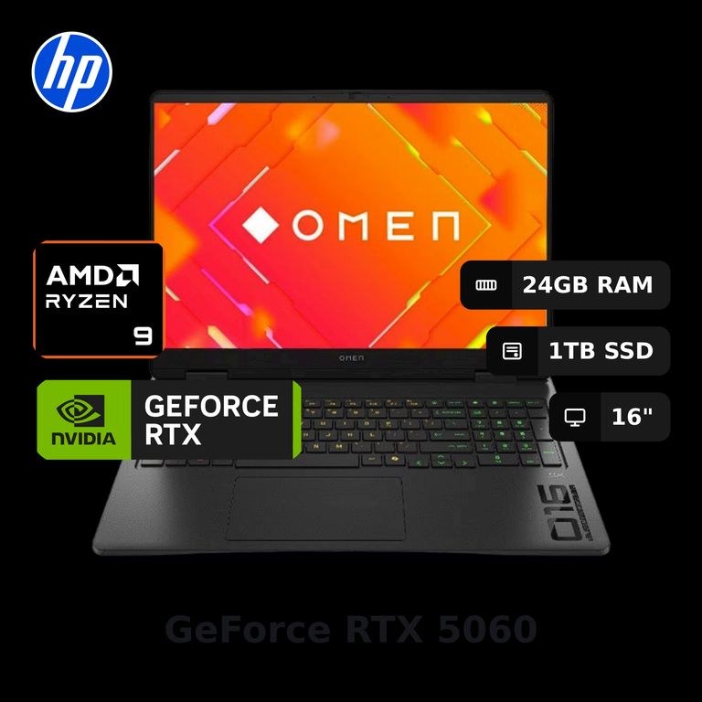 HP OMEN 16-ap0008la - Notebook - 16" - 1920 x 1200 - AMD Ryzen 9 8940HX / 5.3 GHz - 24 GB - DDR5 SDRAM