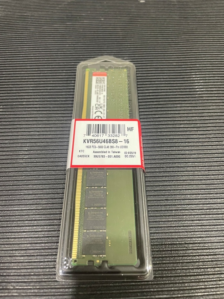 DIMM KINGSTON 16GB DDR5 5600MT-s NON-ECC CL46 1Rx8 2GX64Bit 1.1V 288pin