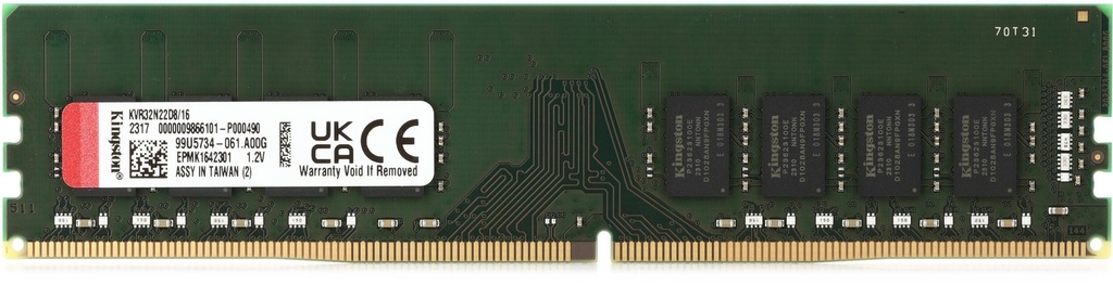 DIMM KINGSTON 16GB DUAL-RANK x 8 2G x 64-Bit PC4-3200 CL22 288-Pin