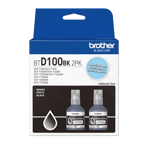 [BTD100BK2PKMEX] BROTHER KIT DE TINTA 2 RECARGAS INKBENEFIT NEGRO