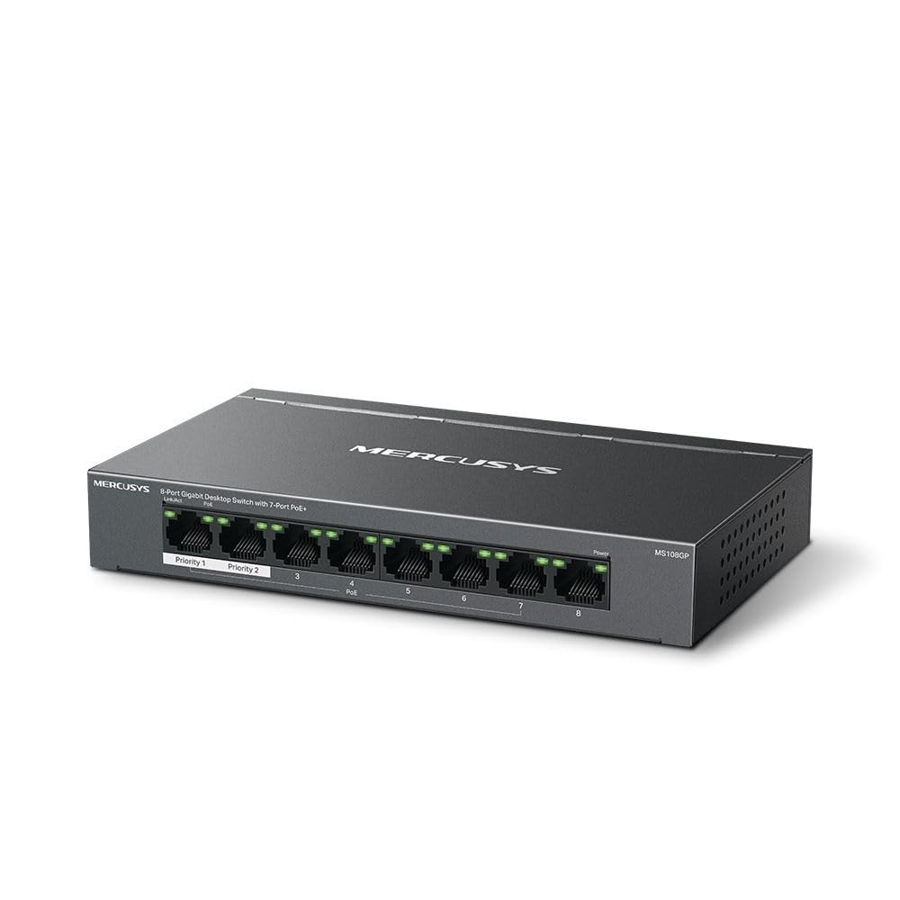 SWITCH MERCUSYS ESCRITORIO 8PORT CON 7 PORT PoE Plus 30W 10-100-1000MBPS 250m