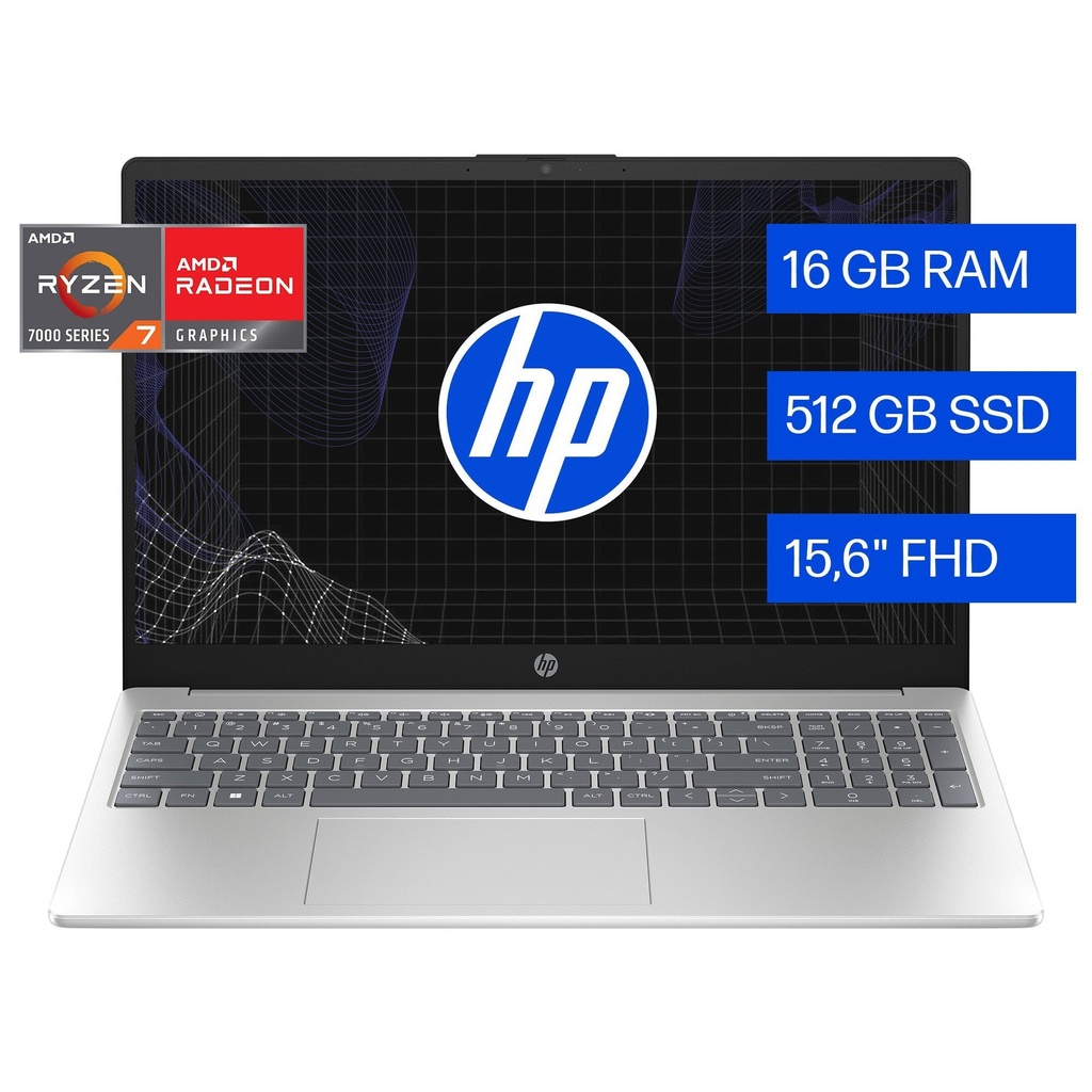 NOT. HP 15-fc0372la AMD Ryzen 7 7730U 16GB 512GB-M.2 15.6Inch HDMI USB-C 2USB-A W11-H Silver