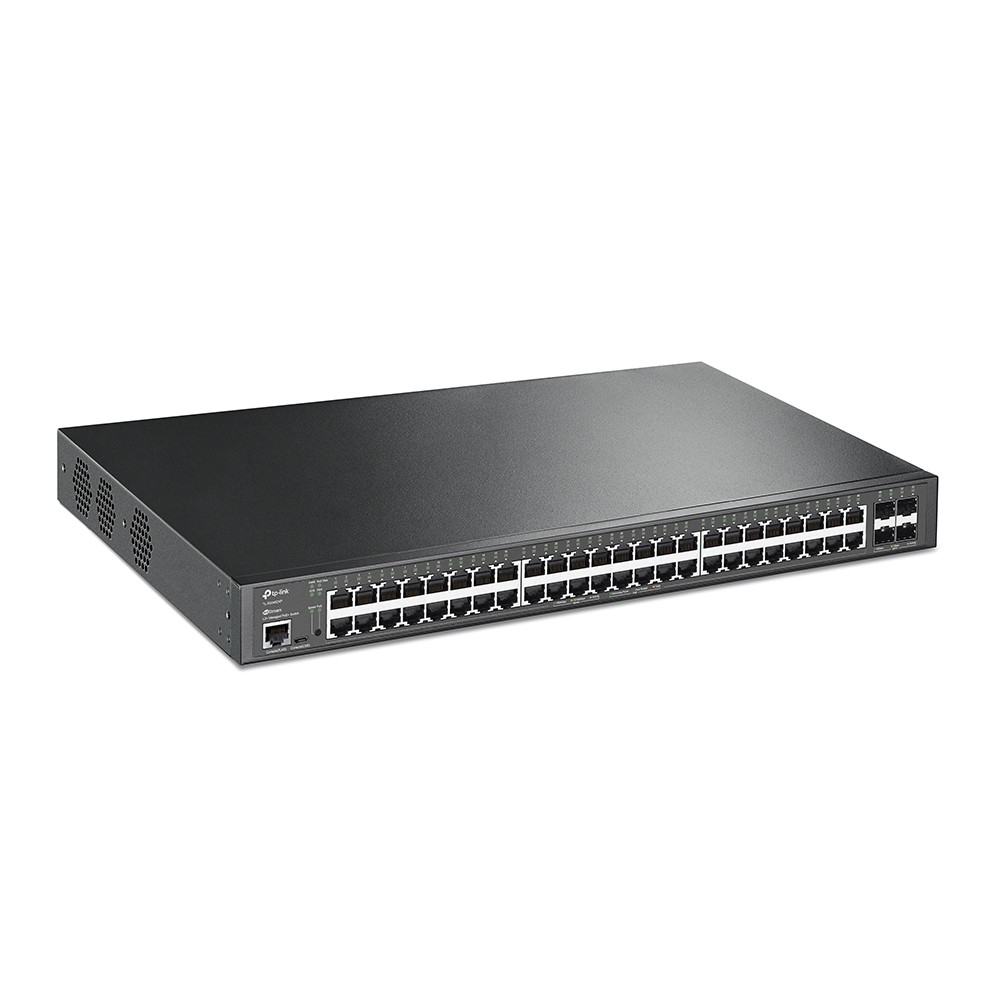 SWITCH TP-Link ADMINISTRABLE JetStream 48P Gigabit con 4Puetos 10GE SFP Plus y 48P PoE Plus