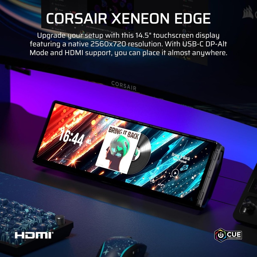 Pantalla CORSAIR 14.5Inch TOUCH XENEON EDGE 2560x720 60Hz HDMI Pegable a Sup. Acero V-H Black