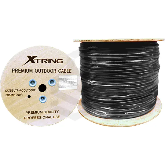 CABLE UTP CAT5E EXTERIOR 305 MTS CCA ALEACIÓN COBRE + ALUMINIO CON CABLE DE ACERO