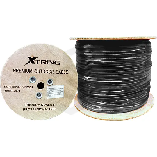 CABLE UTP CAT5E EXTERIOR 305 MTS CCA ALEACIÓN COBRE + ALUMINIO CON CABLE DE VOLTAJE 2 HILOS