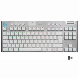 TECLADO LOGITECH GAMER G915 TKL RGB MECANICO SWITCH GL TACTIL WIRELESS BLANCO