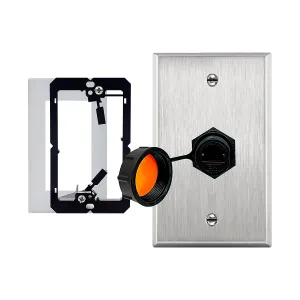 WALL PLATE STAINLESS STEEL CAT6 RJ45 IMPERMEABLE ETHERNET IP68 PoE y Datos